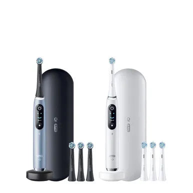 Oral-B iO9 Twin Pack, White Alabaster + Aqua Marine